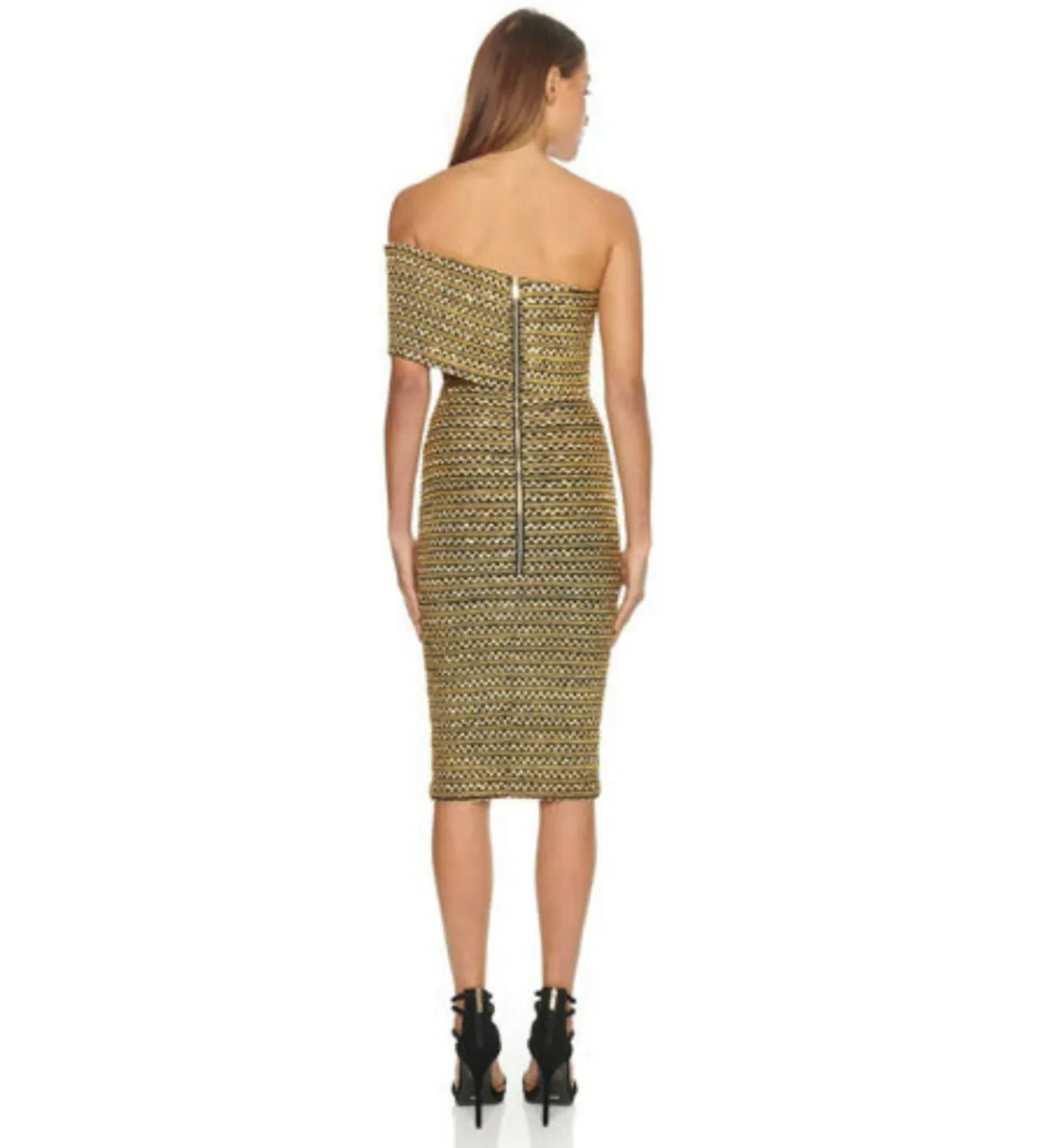 Eliya The Label Isobelle Dress Gold Sequin Size AU 8 for rent on The Volte - main image