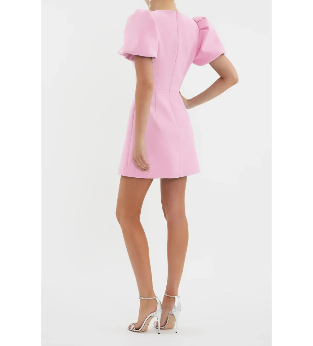 Rebecca Vallance Juliana Puff Sleeve Mini Dress Pink Size AU 4 for rent on The Volte - main image