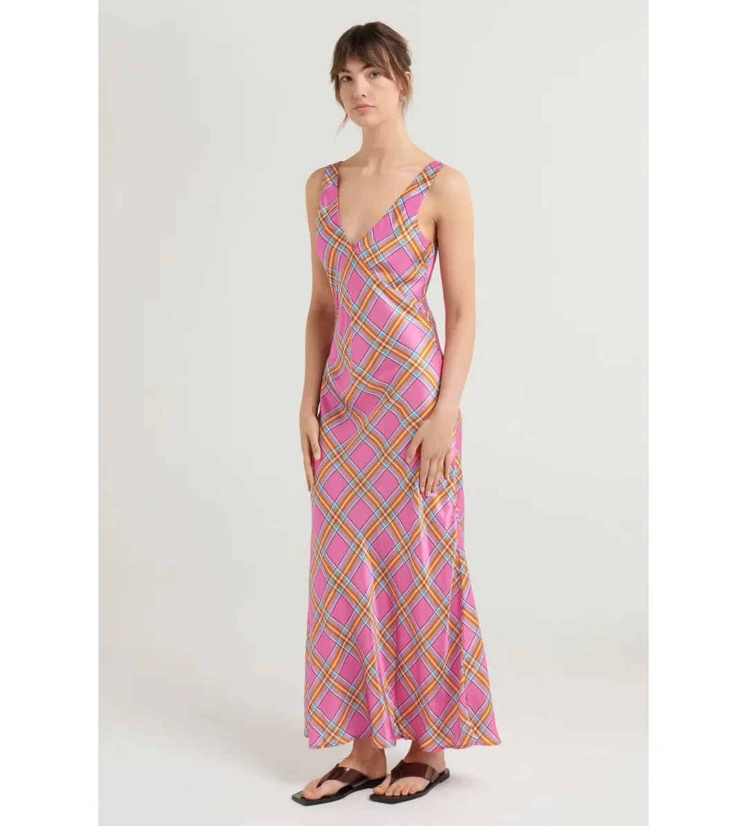 Steele Eadie Dress Pink Check Size AU 10 for rent on The Volte - main image