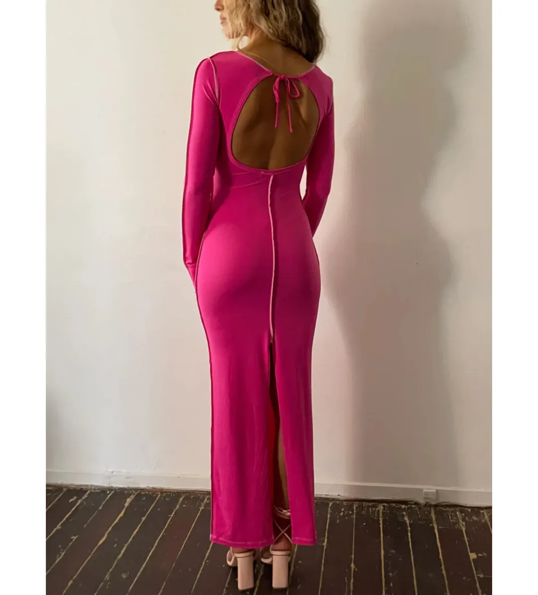 Odysseus and Penelope Contrast Maxi Dress Pink Size AU 6 for rent on The Volte - main image
