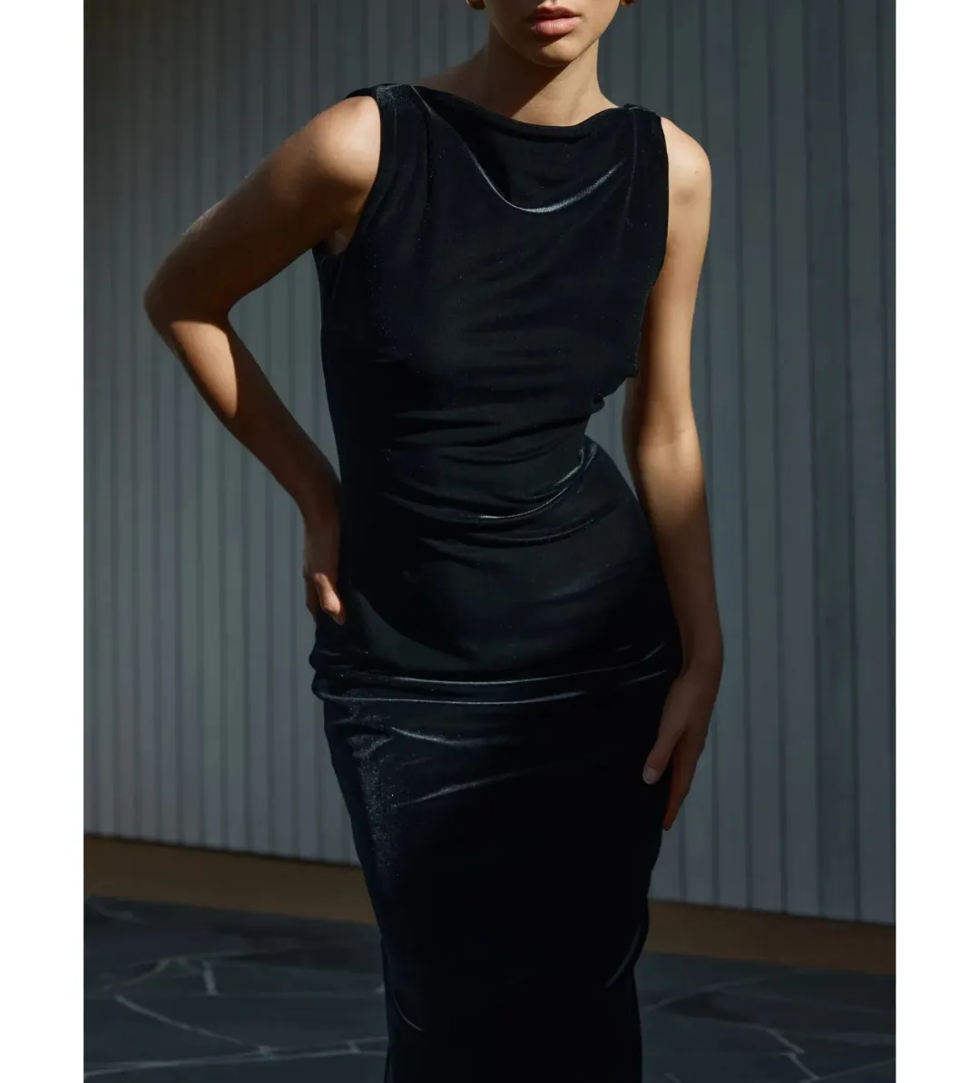 Effie Kats Verona Gown Black Velvet Size AU 6 for rent on The Volte - main image