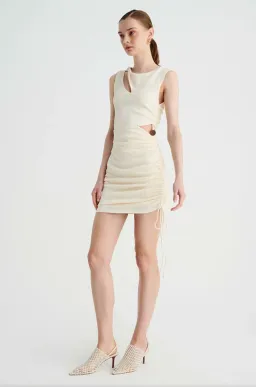 Suboo Jacqui Twist Front Mini Dress in Cream Size XS / AU 6 for rent on The Volte - image 4