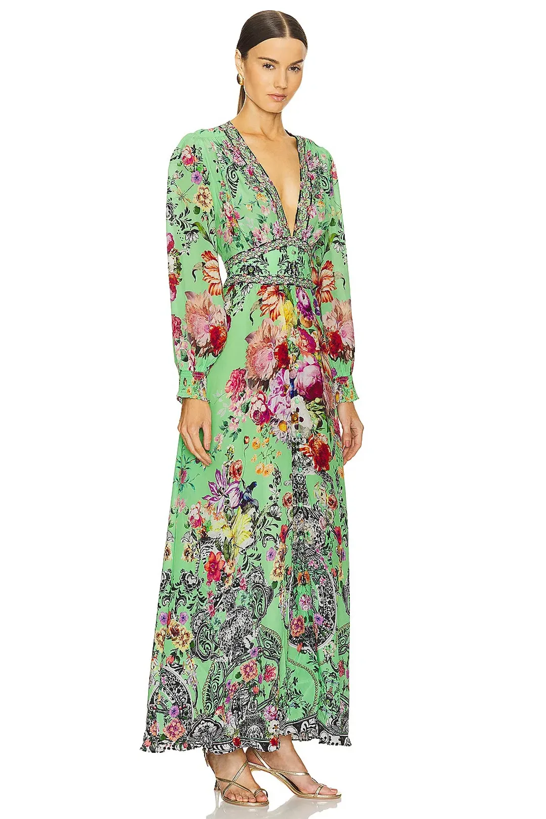 Camilla Button Maxi Dress with Shaped Waistband Porcelain Dream Size S / AU 10 for rent on The Volte - main image