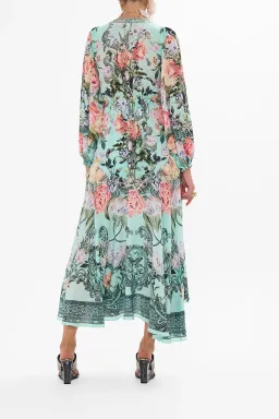 Camilla Wrap Tie Dress with Blouson Sleeve Petal Promise Land Size S / AU 10 for rent on The Volte - image 2