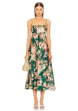 Zimmermann Lexi Midi Dress in Green Palm Size 2 / AU 12 for rent on The Volte - image 1