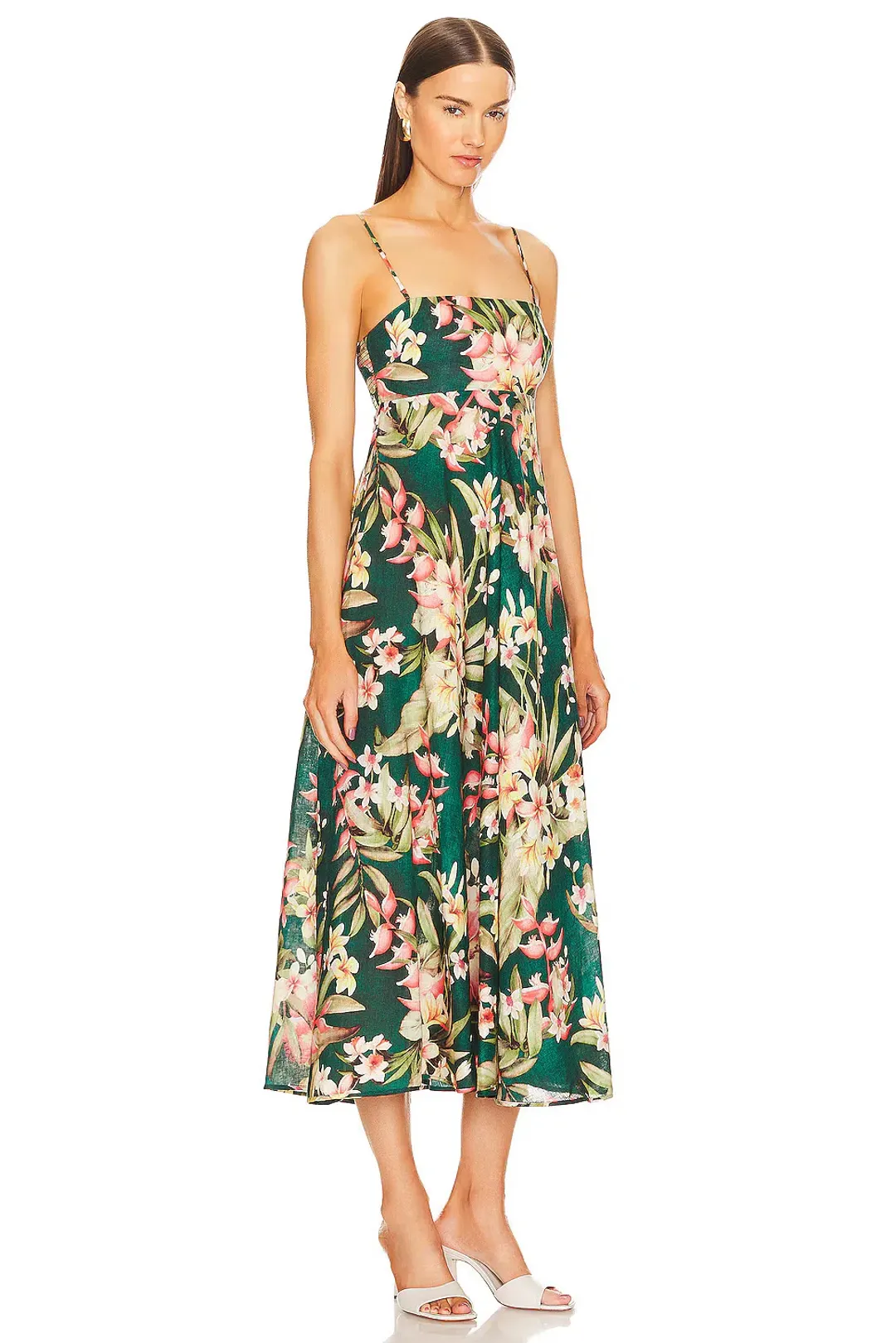 Zimmermann Lexi Midi Dress in Green Palm Size 2 / AU 12 for rent on The Volte - main image