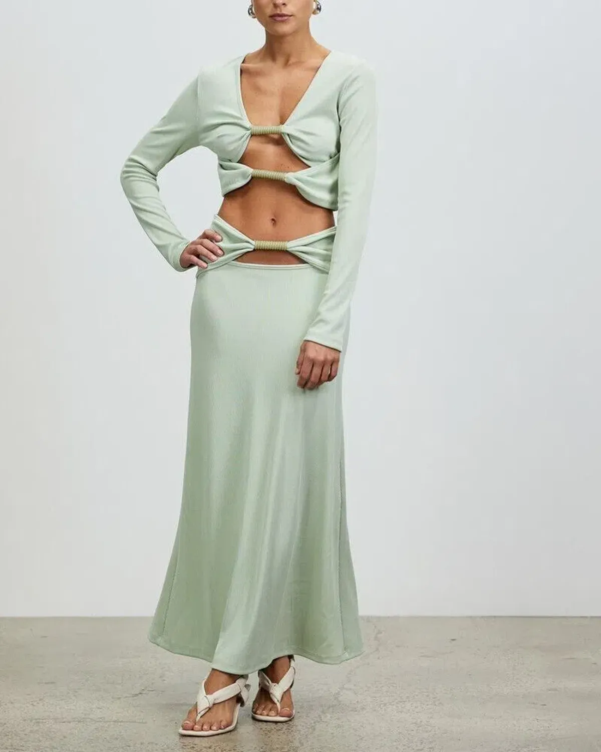 Christopher Esber Coiled Top and Skirt Set Mint Size 10 for rent on The Volte - main image