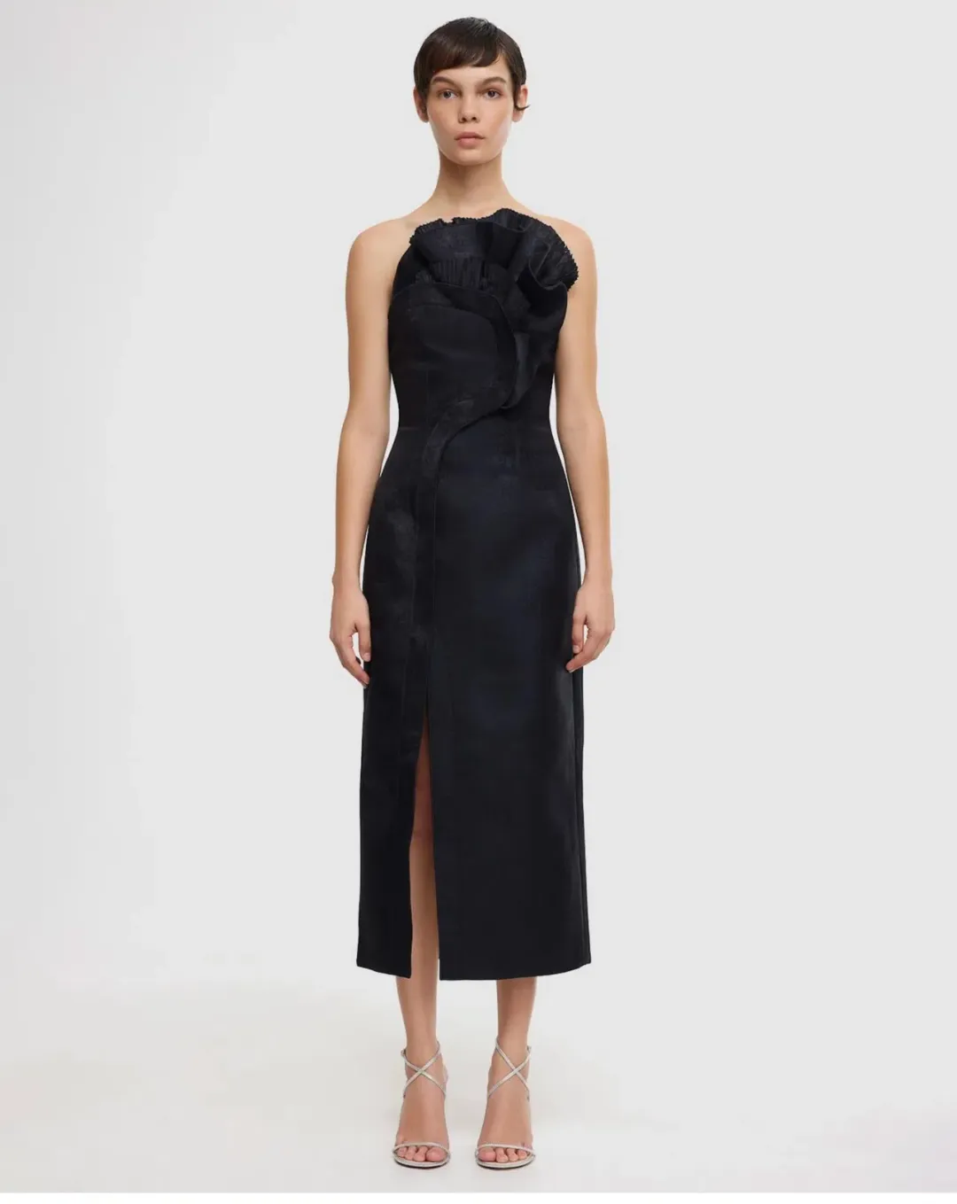 Acler Webster Midi Dress Black Metallic Size 8 for rent on The Volte - main image