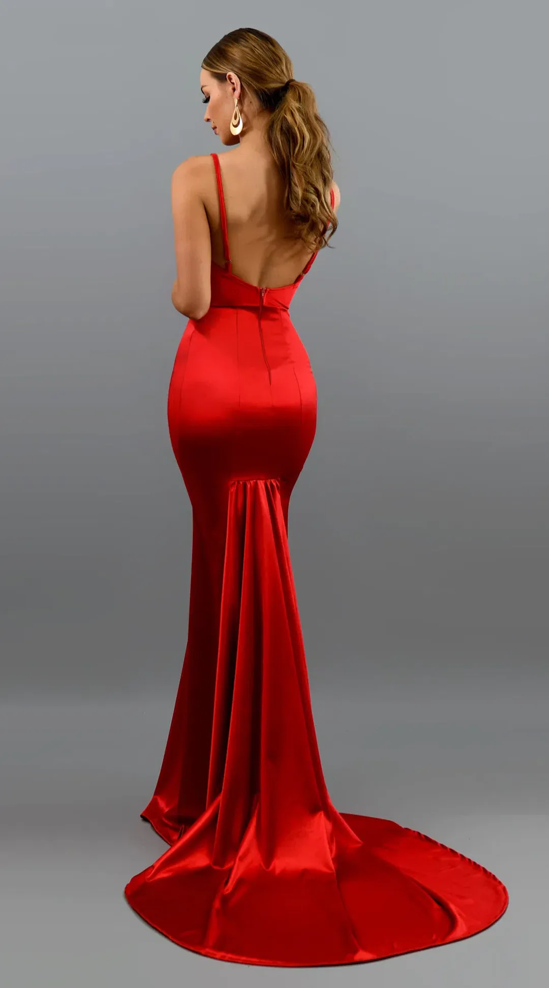 Studio Minc Fantasy Satin Formal Dress Red SIze 3 / AU 12 for rent on The Volte - main image