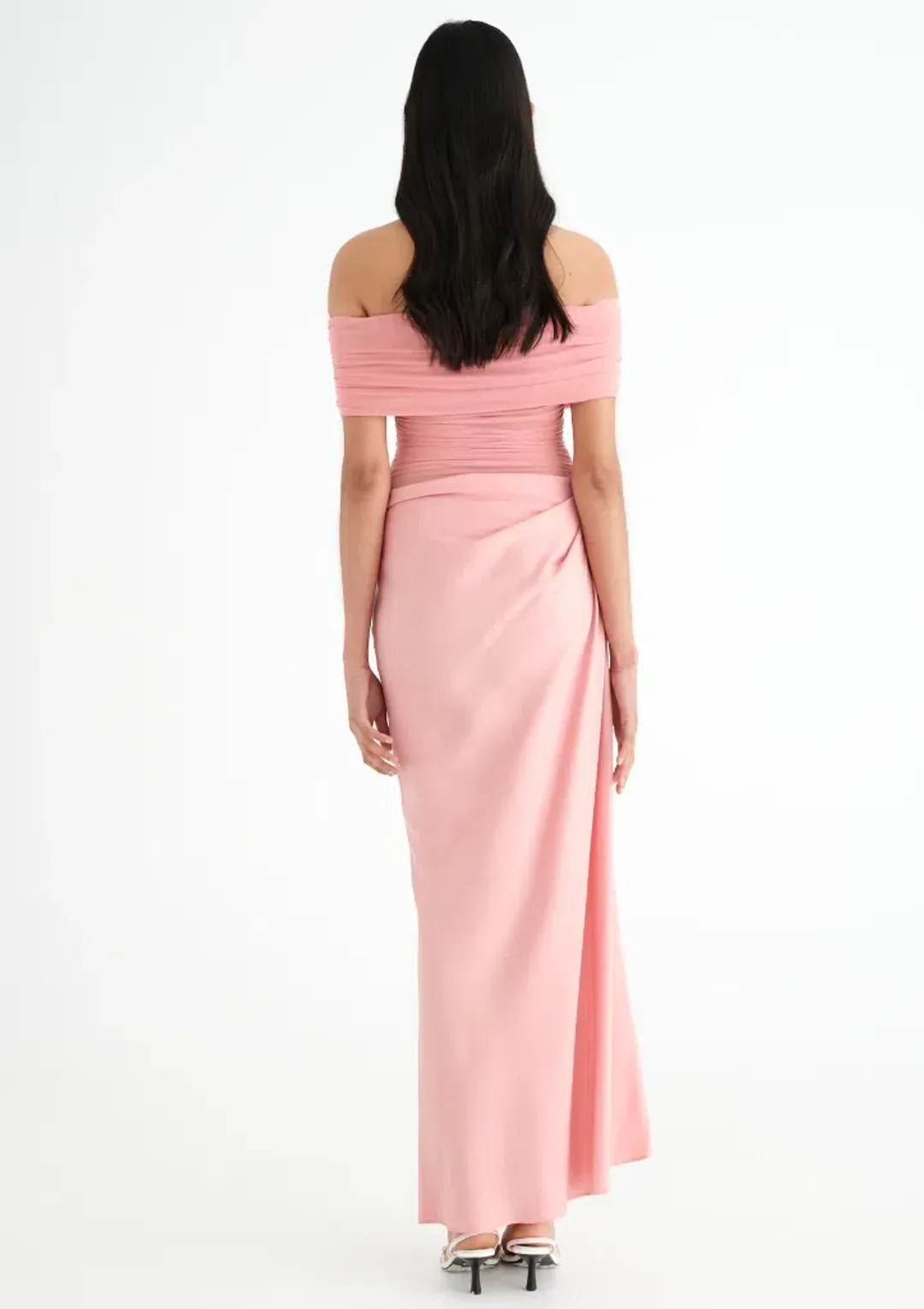BENNI Nico Off Shoulder Maxi Dress Pink Size 6 for rent on The Volte - main image