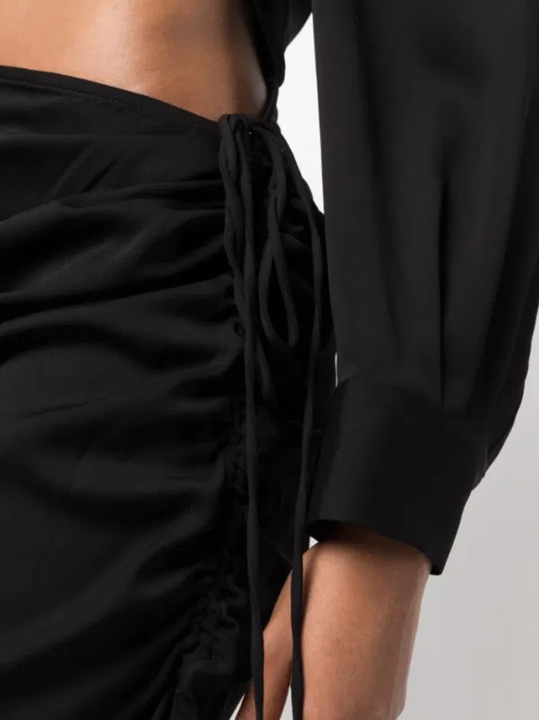 Christopher Esber Ruched Tie Sleeve Dress Black AU 8/US 4 for rent on The Volte - main image