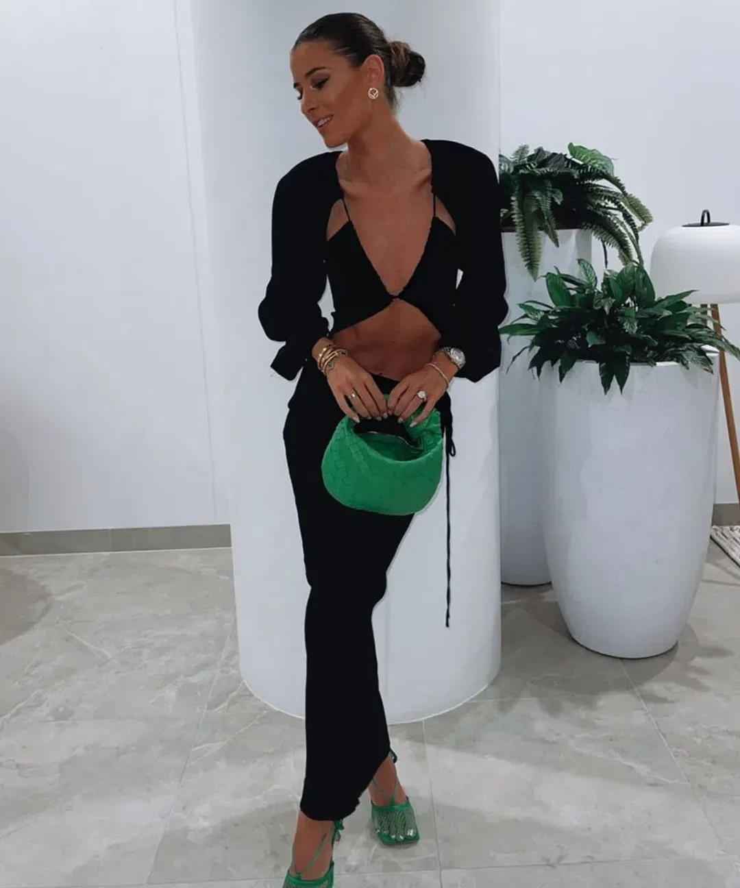 Christopher Esber Ruched Tie Sleeve Dress Black AU 8/US 4 for rent on The Volte - main image