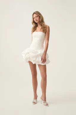Aje Violette Bubble Hem Mini Dress White Size 8  for rent on The Volte - image 4
