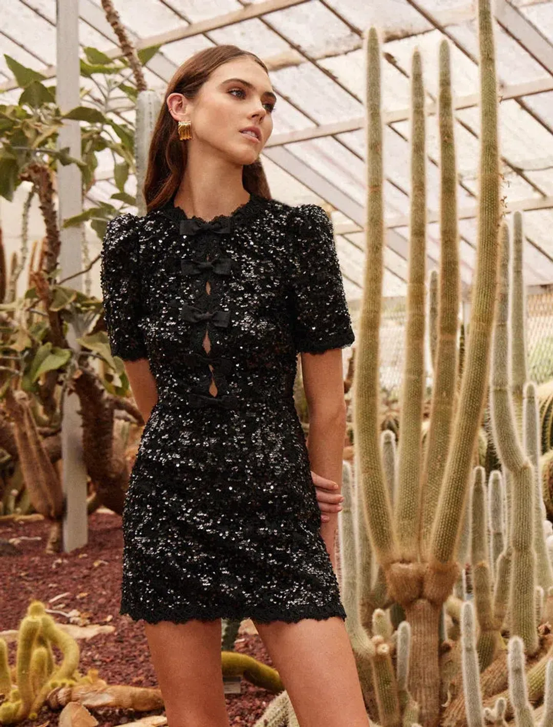 Rebecca Vallance Diana Bow Mini Dress Black Size 16 for rent on The Volte - main image