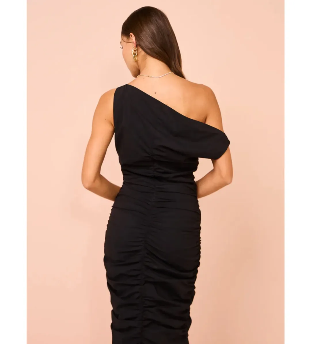 Issy One Shoulder Midi Dress In Black Size 8  for rent on The Volte - main image