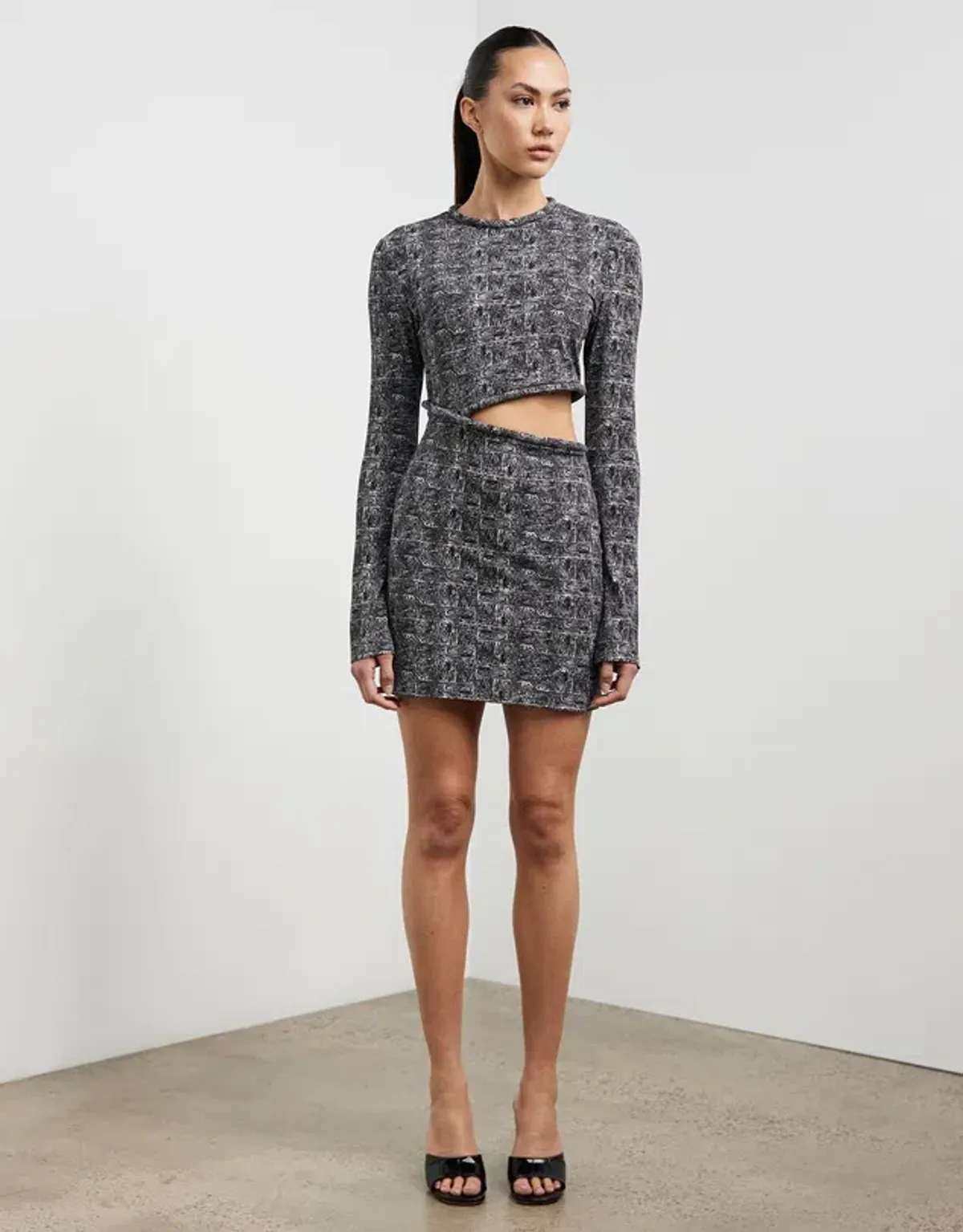Camilla And Marc Cyrus Long Sleeve Mini Dress Grey Size 10  for rent on The Volte - main image