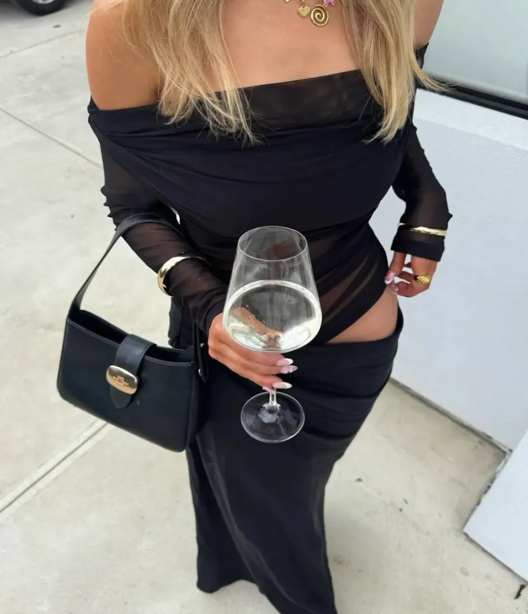 BENNI Yasmin Off-Shoulder Maxi Dress in Black Size 10 for rent on The Volte - main image