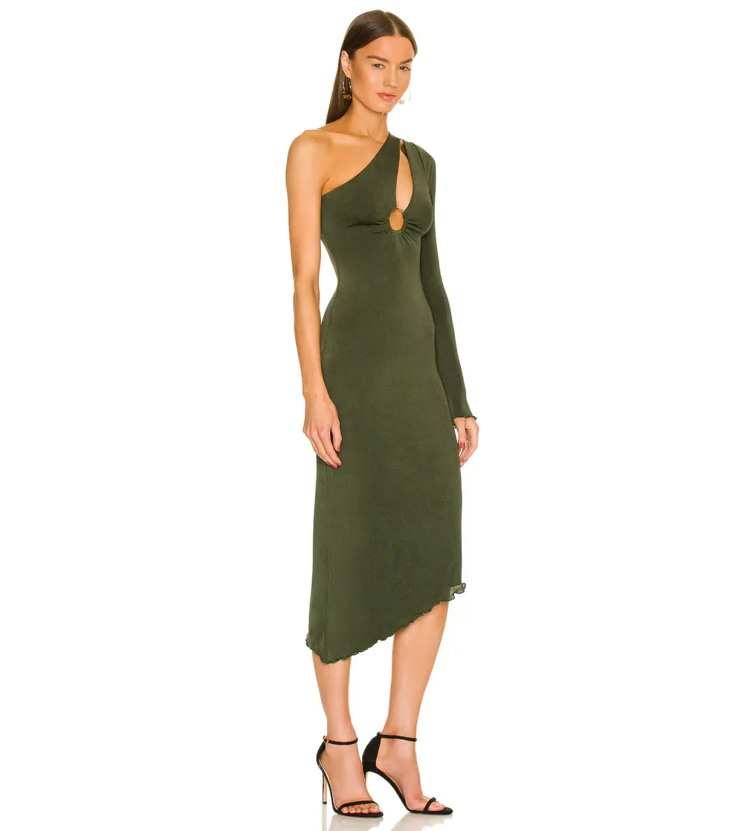 Lovers + Friends Sienne Midi Dress Green Size AU 10 for rent on The Volte - main image
