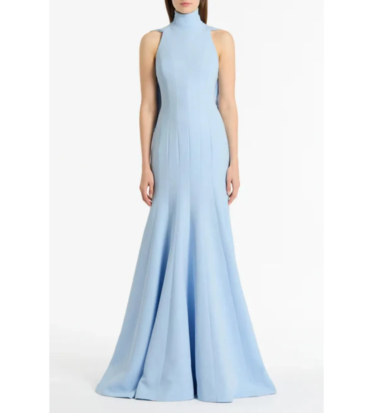 Carla Zampatti Crepe Panelled Gown Pale Blue Size AU 6 for rent on The Volte - main image