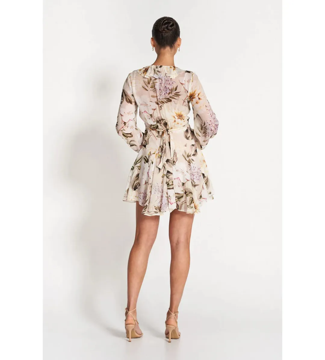 Sofia The Label Arabella Wrap Frill Dress Flora Print Size AU 8 for rent on The Volte - main image
