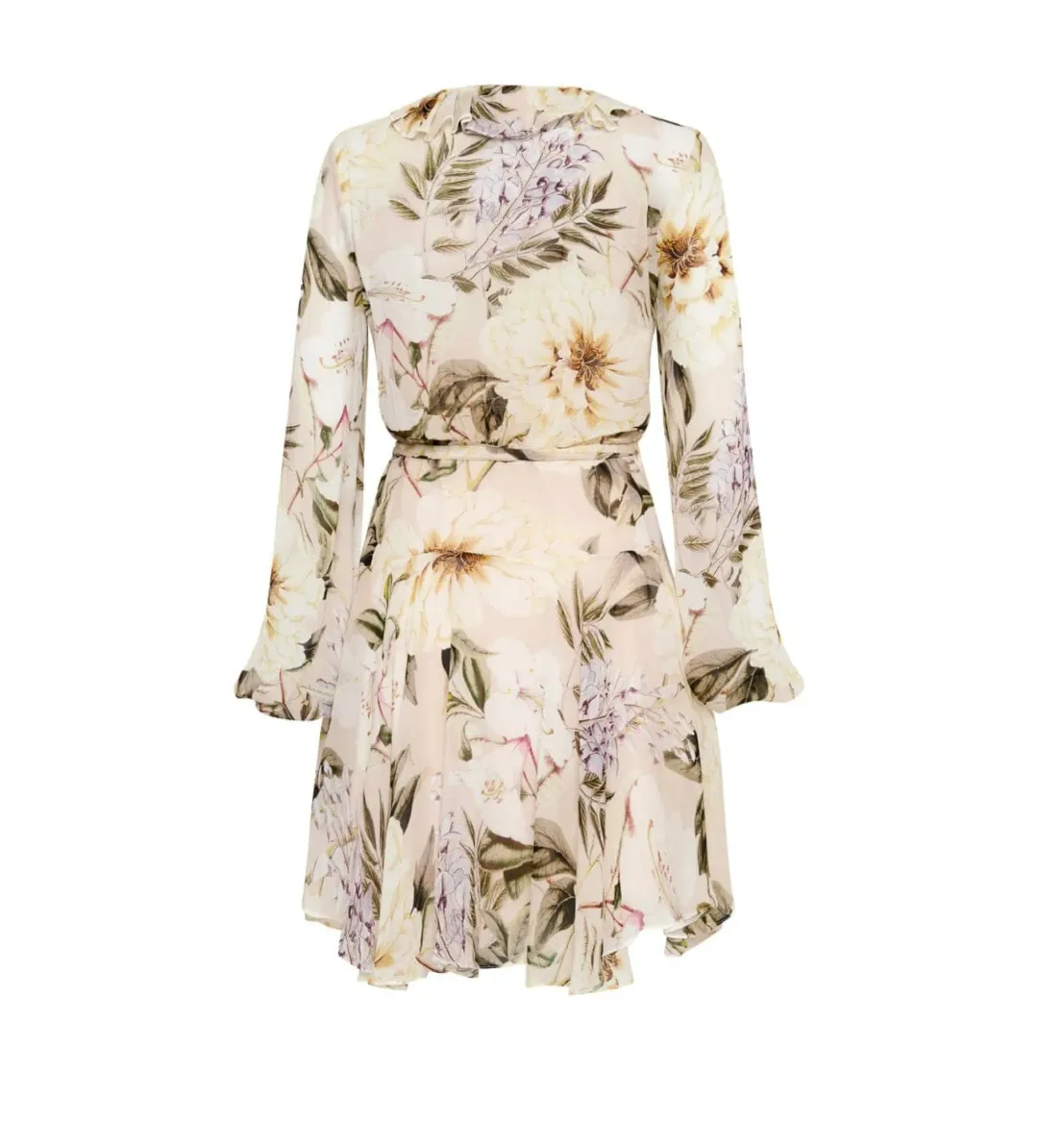 Sofia The Label Arabella Wrap Frill Dress Flora Print Size AU 8 for rent on The Volte - main image