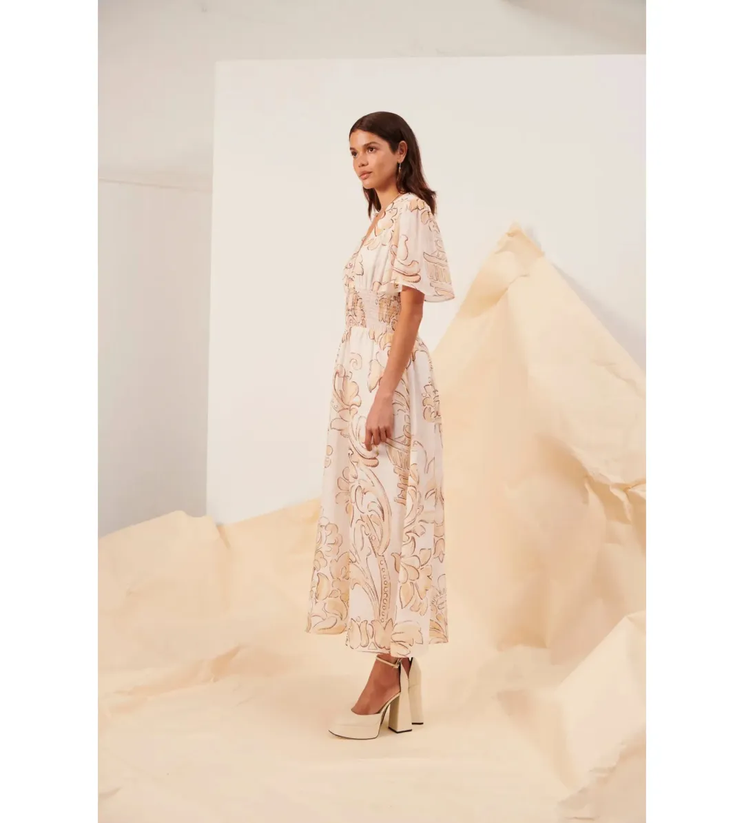 Kate Ford Arcadia Ruched Front Dress in Daphne Size 0 / AU 6 for rent on The Volte - main image