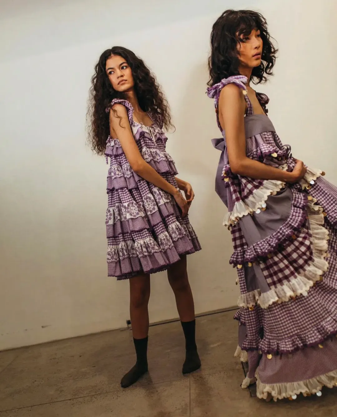 Innika Choo Ric Rac Patchwork Sequin Maxi Dress Purple One Size for rent on The Volte - main image