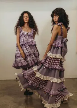 Innika Choo Ric Rac Patchwork Sequin Maxi Dress Purple One Size for rent on The Volte - image 3