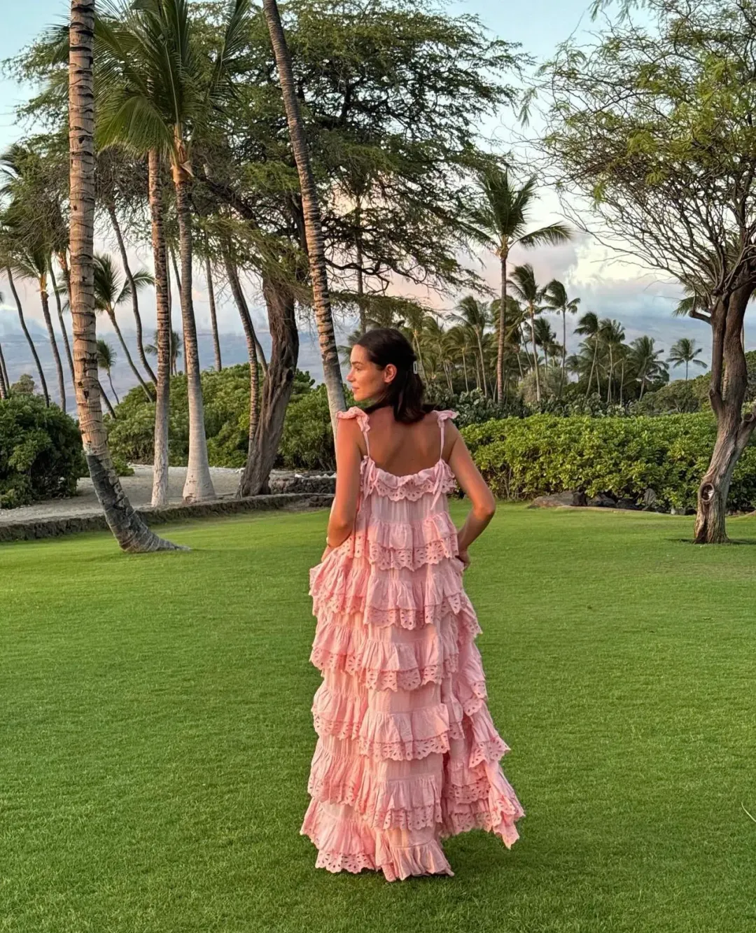 Innika Choo Schiffli Scallop Frill Maxi Dress Pink One Size for rent on The Volte - main image