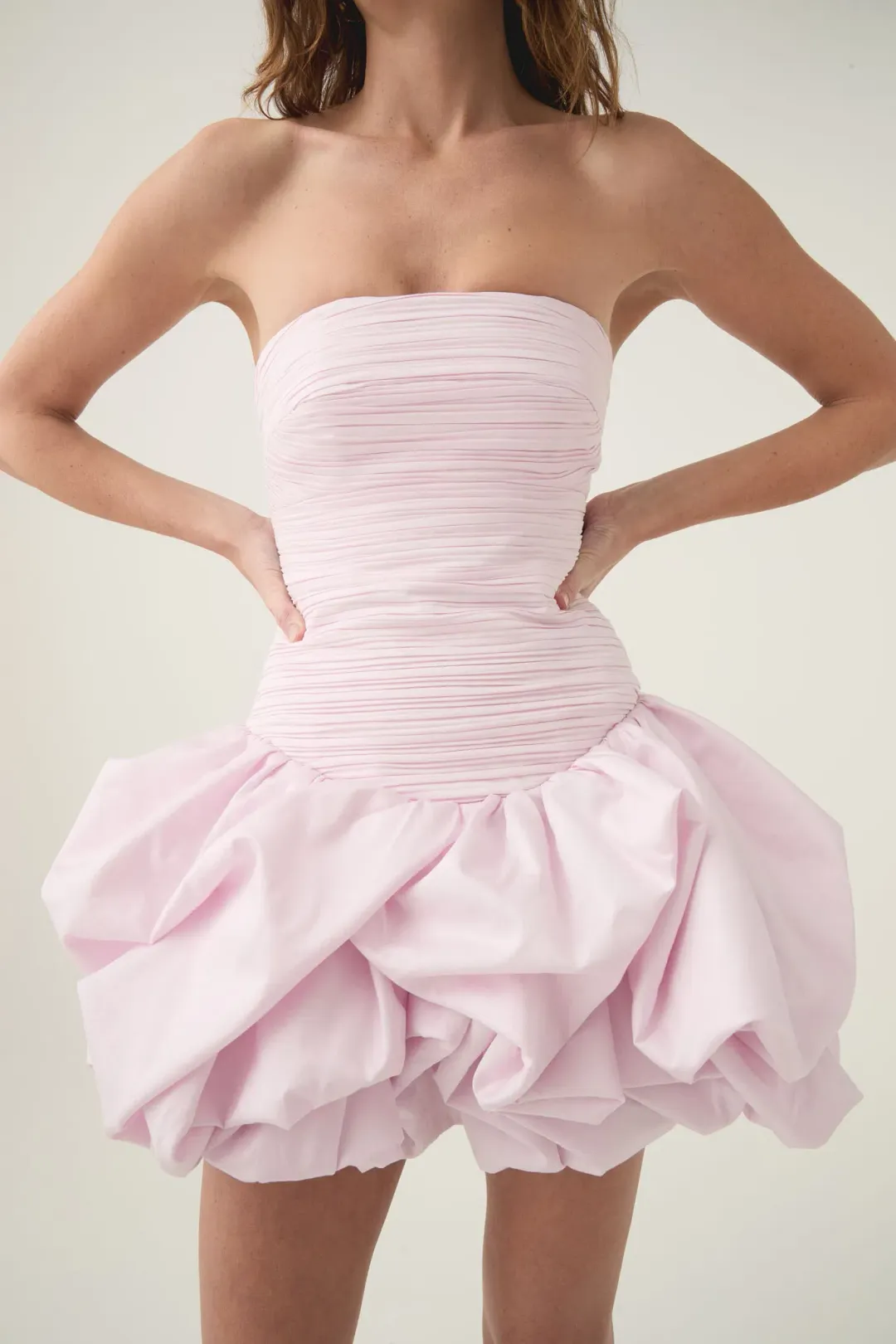 Aje Violette Bubble Hem Mini Dress Pastel Pink Size 10 for rent on The Volte - main image