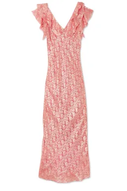 Never Fully Dressed Tilda Dress Pink Jacquard Size 10 for rent on The Volte - image 4