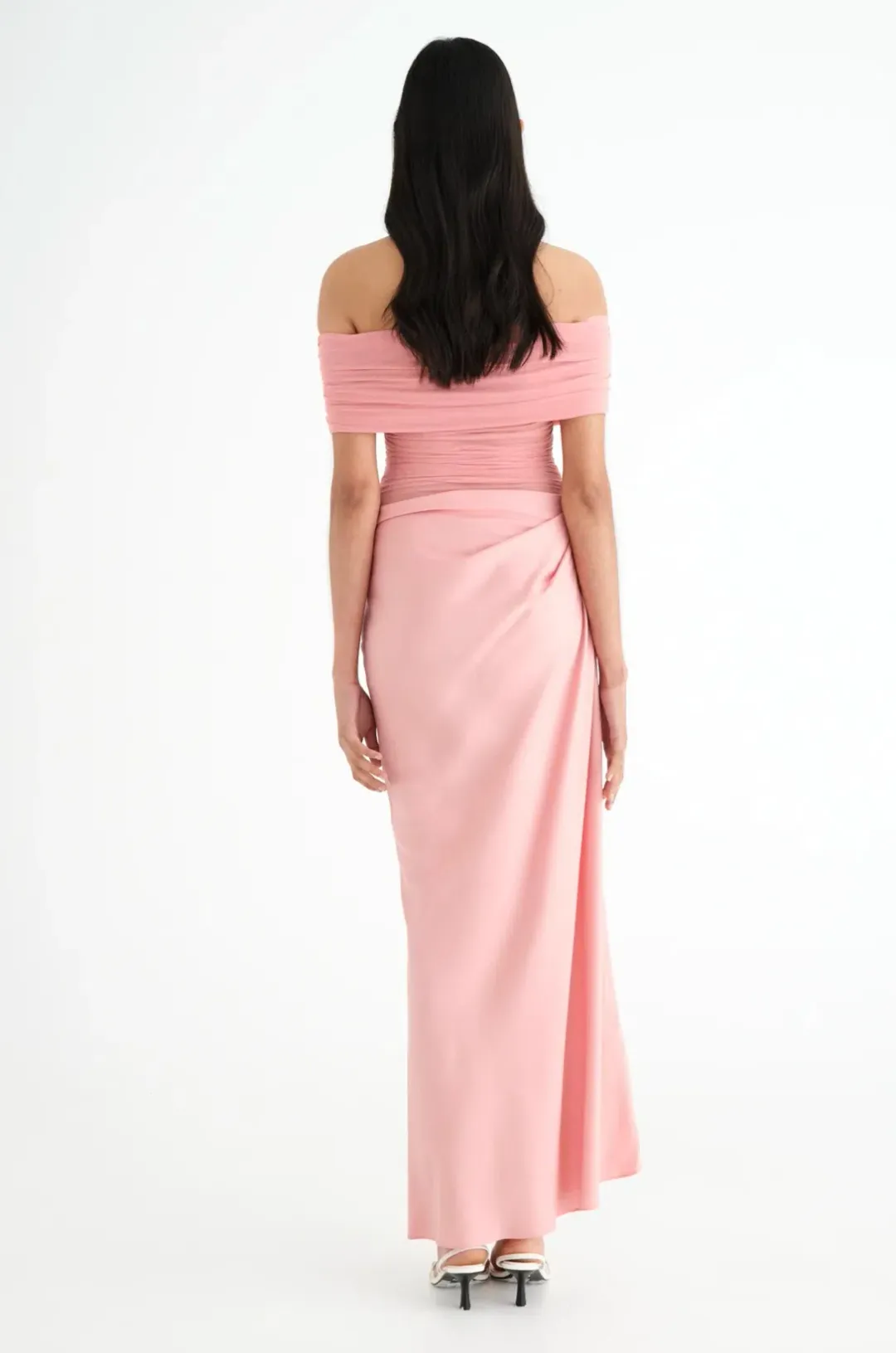 Benni Nico Off Shoulder Maxi Dress in Candyfloss Pink Size 8 for rent on The Volte - main image