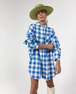 La Bohème Girls Clyde Oversized Shirtdress Blue One Size for rent on The Volte - image 2