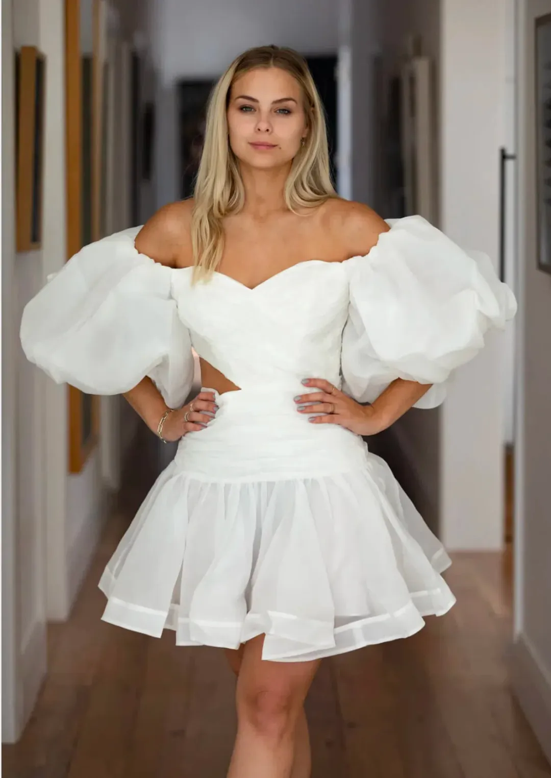 Aje Myriad Cut Out Mini Dress Ivory Size 10 for rent on The Volte - main image