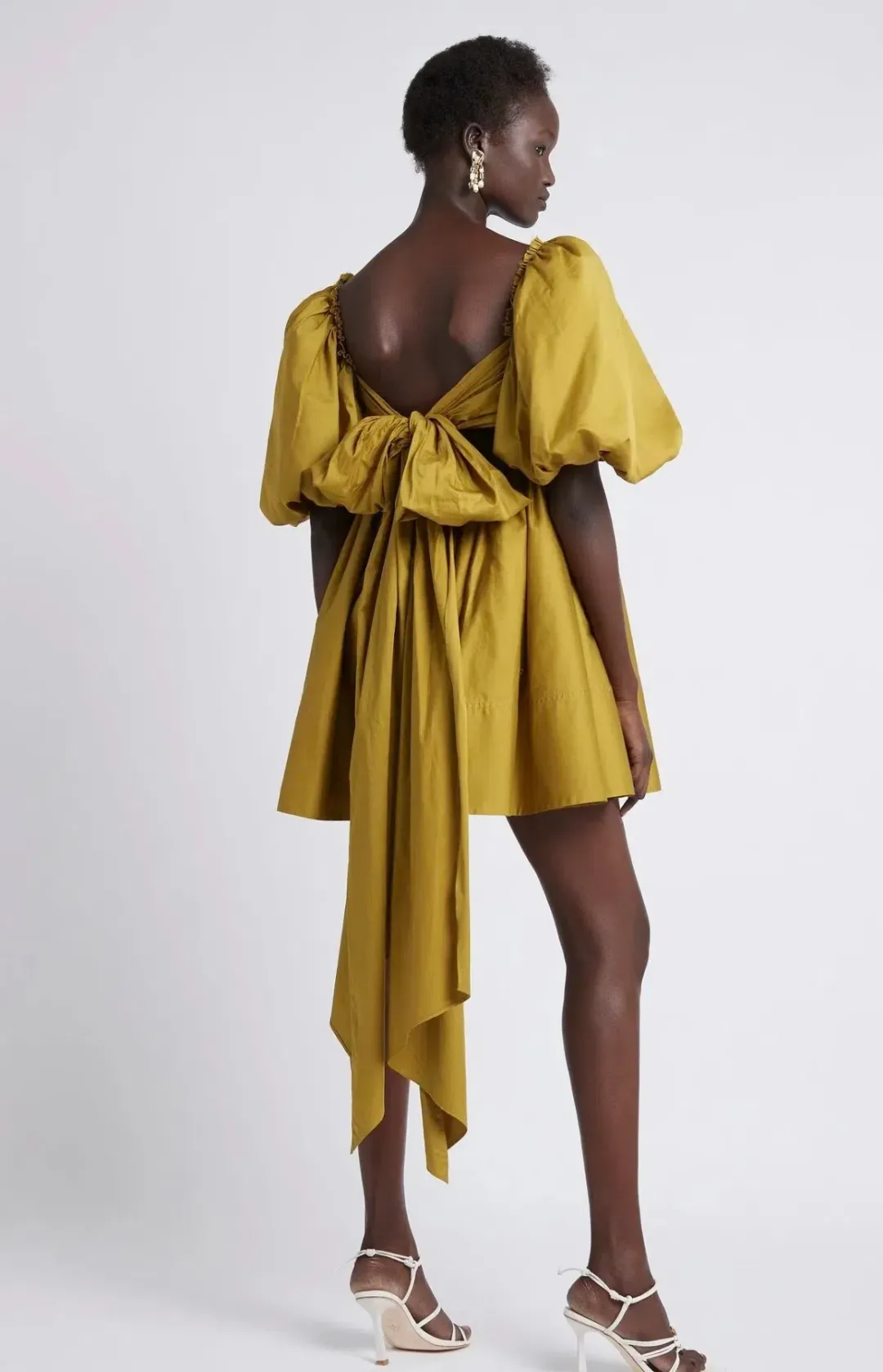 Aje Casabianca Puff Sleeve Mini Dress Olive Green Size 8 for rent on The Volte - main image