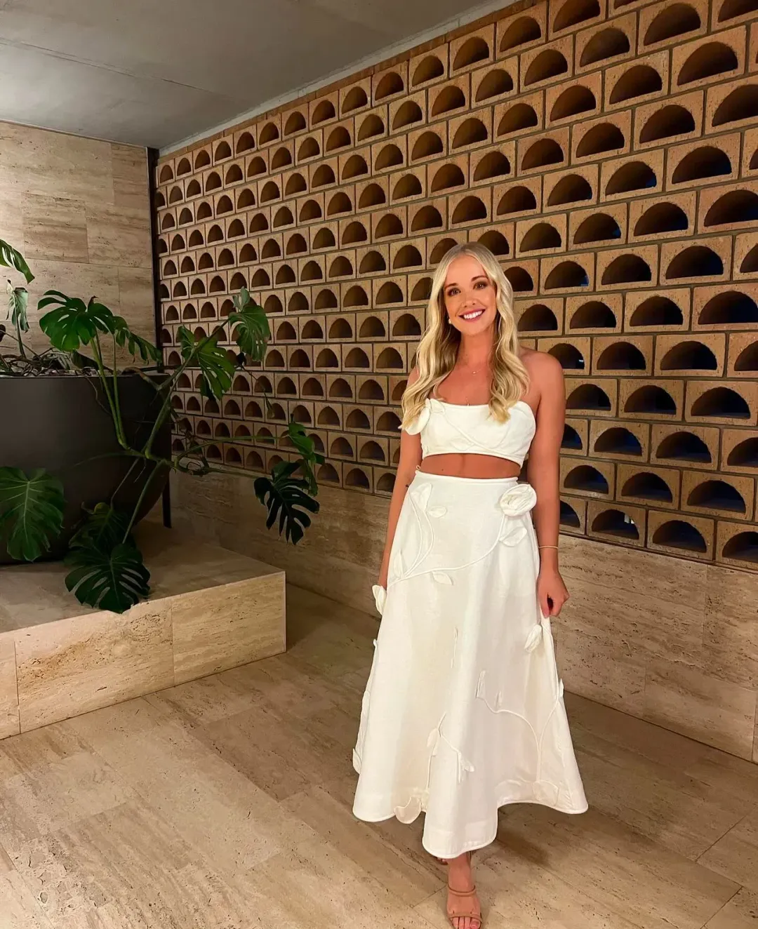 Zimmermann The Matchmaker Rose Bra and Flare Midi Skirt Set Ivory Size 1 / AU 10 for rent on The Volte - main image