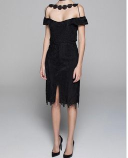 White Suede Pretty woman lace dress size 8 for rent on The Volte - image 1