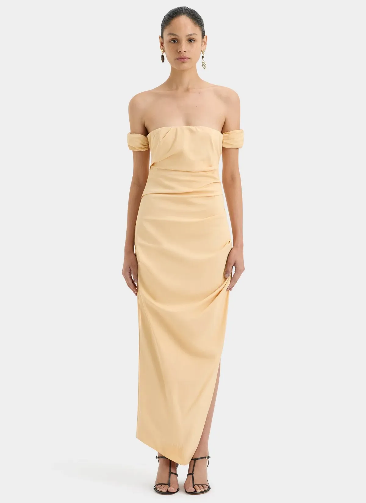 Sir the Label Carmen Draped Gown Light Peach Size 6 for rent on The Volte - main image