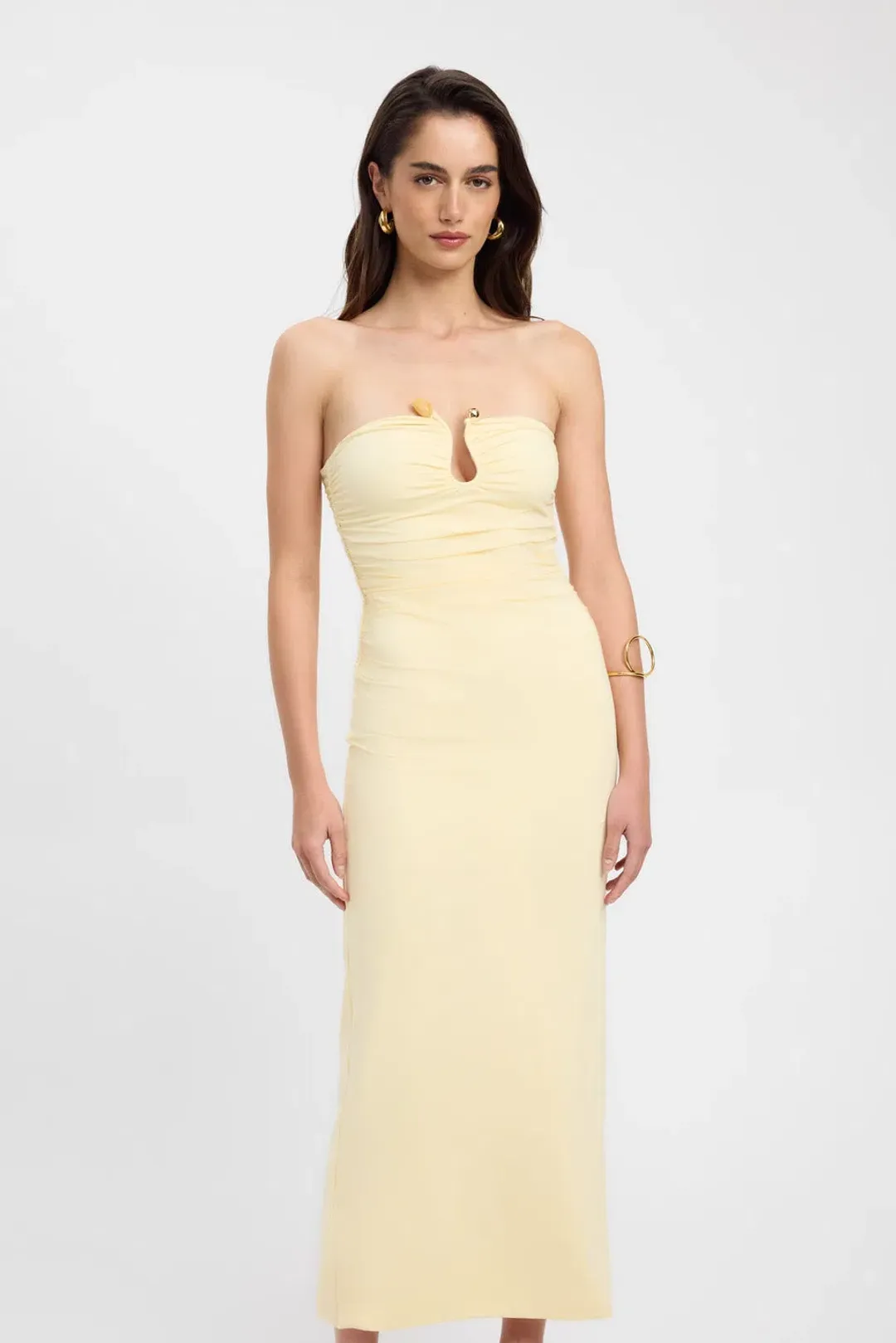 Kookai Tayla Trim Maxi Dress Yellow Size 8  for rent on The Volte - main image
