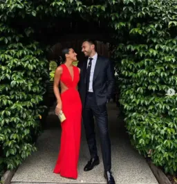 Effie Kats Valencia Gown in Cherry Red Size S / AU 8 for rent on The Volte - image 4