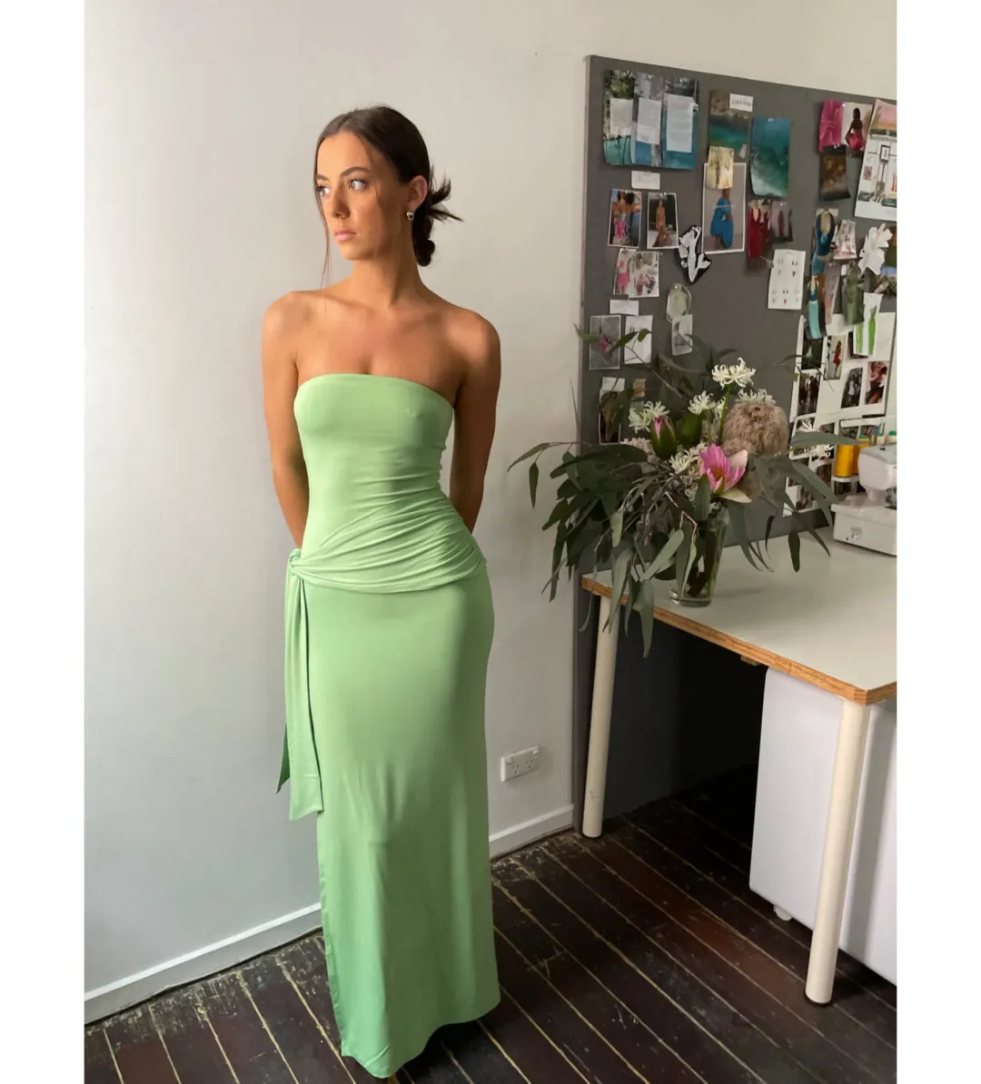 Odysseus & Penelope Earth's Essence Maxi Dress Green Size 8  for rent on The Volte - main image
