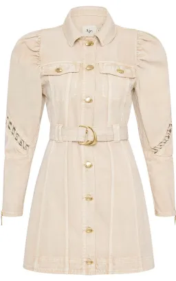 Aje Effie Braided Denim Mini Dress Beige Size 14 for rent on The Volte - image 6