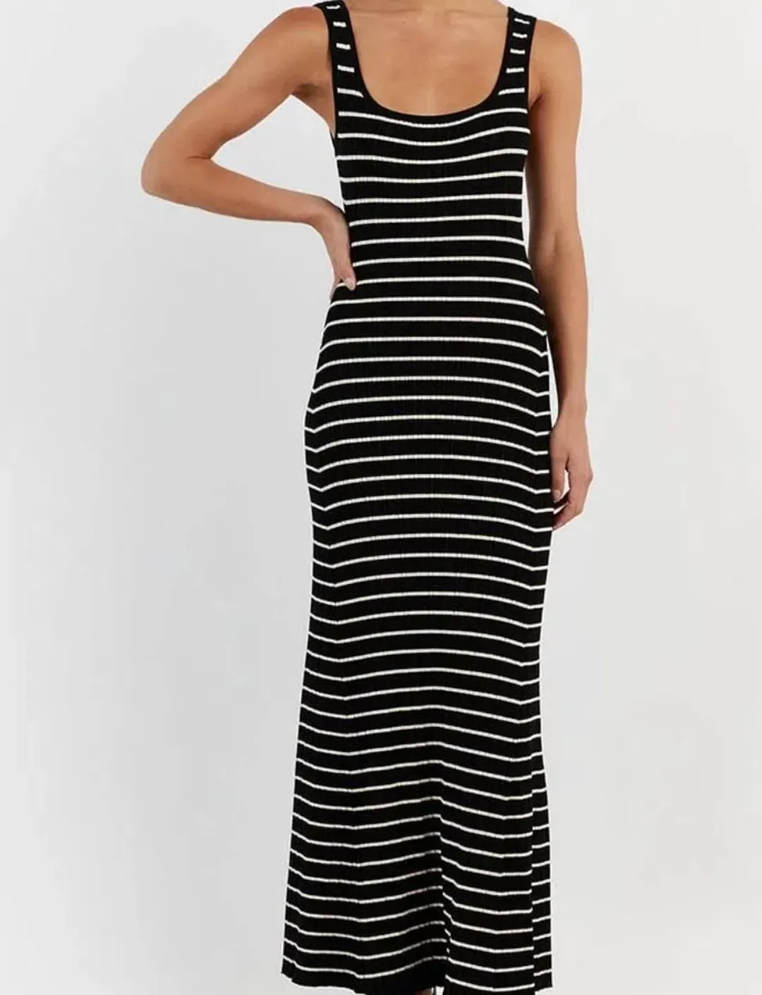 Dissh Billie Black Stripe Midi Dress for rent on The Volte - main image