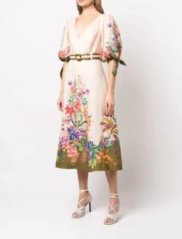 Zimmermann Tropicana Belted Floral-Print Linen Dress for rent on The Volte - image 1