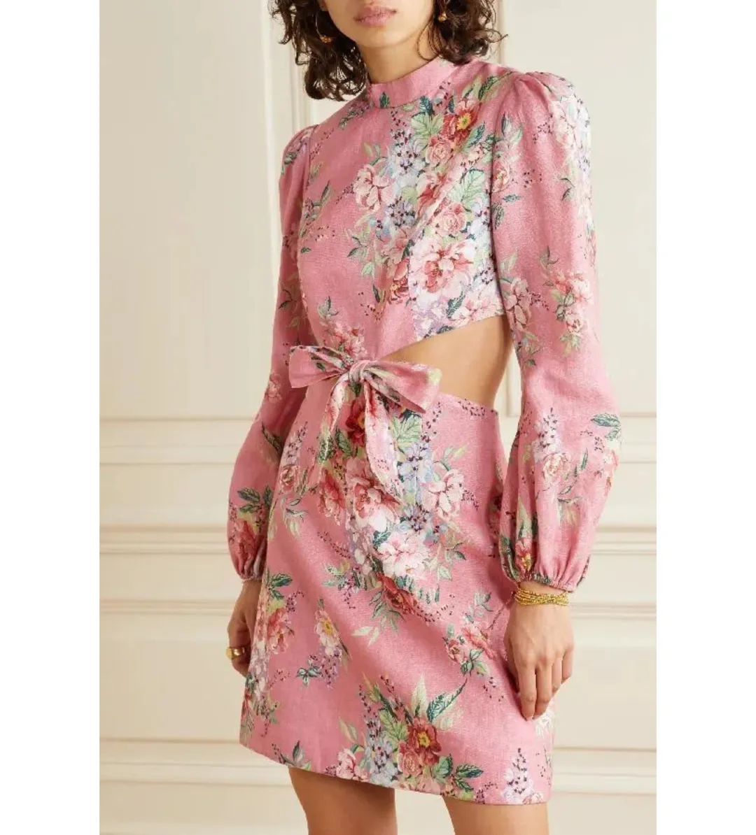 Zimmermann The Bellitude Bow Front Dress Pink Size 2/Au 12  for rent on The Volte - main image