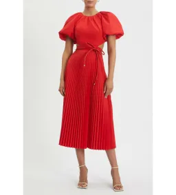 Rebecca Vallance Puff Sleeve Open Back Dress Red Size 14 for rent on The Volte - image 1