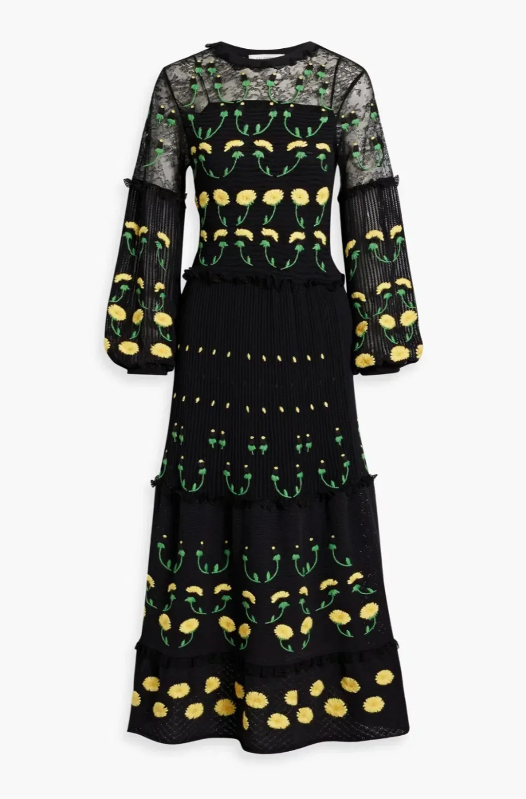 Valeninto Garavani Embroidered Lace Crochet Maxi Dress Black Size S / AU 8 for rent on The Volte - main image