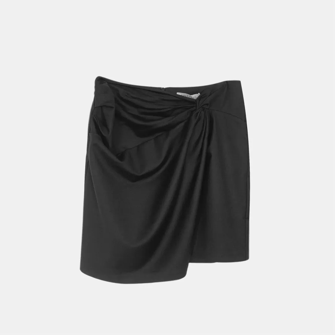Anna Quan Emelia Ruched Mini Skirt Black Size 12  for rent on The Volte - main image