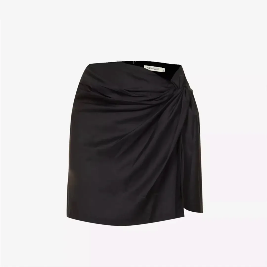 Anna Quan Emelia Ruched Mini Skirt Black Size 12  for rent on The Volte - main image