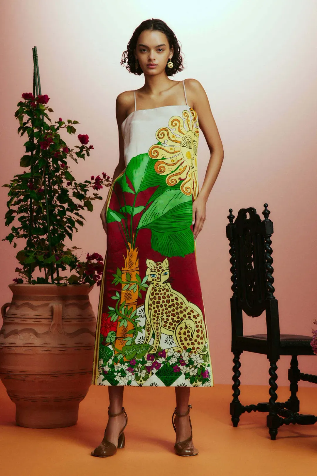 Alemais Tiger Slip Midi Dress Print Size 12 for rent on The Volte - main image